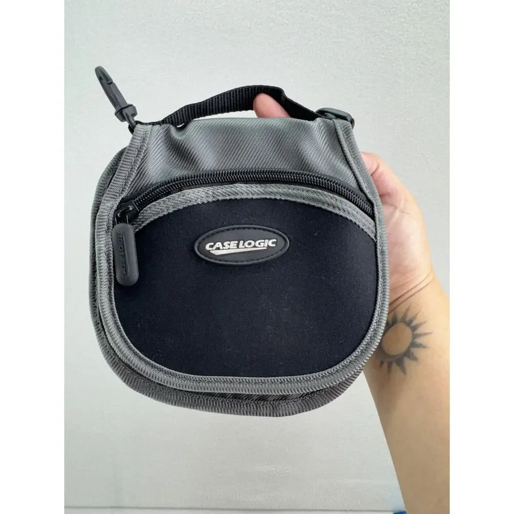Vintage Case Logic Portable CD Player Carry Case Travel Bag Black Gray Zip Pouch
